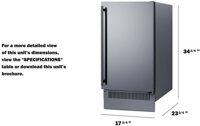 Summit® 18" 60 lb. Stainless Steel Undercounter Ice Maker-2