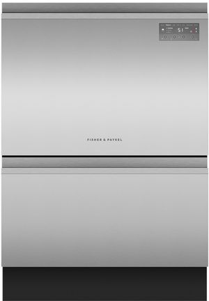 Front view of the Fisher & Paykel Series 7 24" DishDrawer™ Stainless Steel Double Drawer Dishwasher