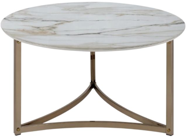 ACME Furniture Zaidee White Coffee Table with Champagne Base-3