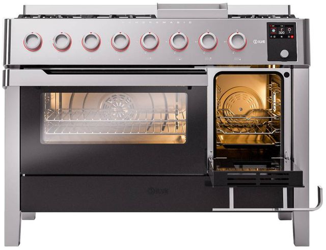 Ilve® Panoramagic 48" Stainless Steel Pro Style Dual Fuel Range-3