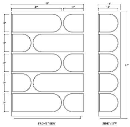 Bramble Customizable Vannes Crescent Bookcase-2