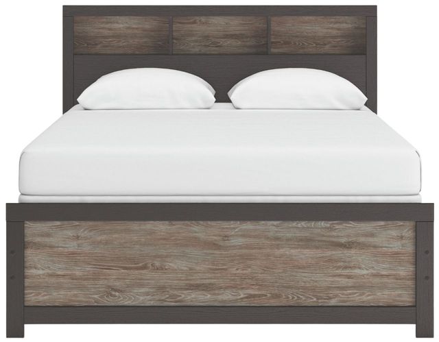 Signature Design by Ashley® Broachmyn Black/Gray Lighted Queen Bookcase Panel Bed-3