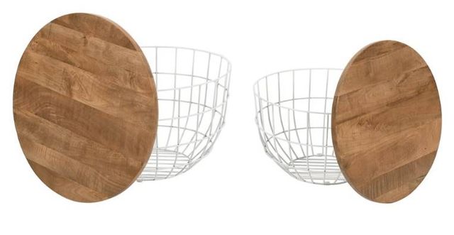 Jofran Inc. Global Archive Rondo 2-Piece Brown Nesting Coffee Table Set with White Base-3