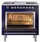 Ilve® Nostalgie II Noblesse 36'' Midnight Blue Pro Style Dual Fuel Range with Chrome Trim-1