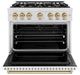 ZLINE Classic Autograph Edition 36" Satin Stainless Steel Pro Style Gas Range with White Matte Door and Champagne Bronze Accents-1