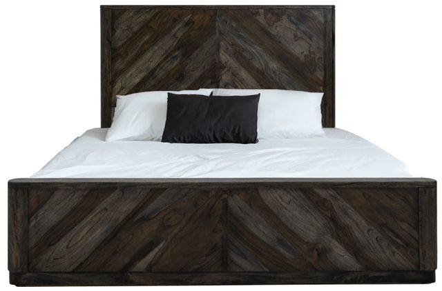 International Furniture Direct Balam Stained Dark Eastern King Panel Bed-0