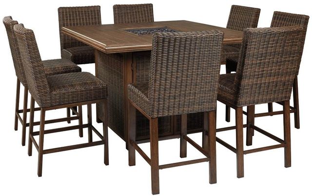Signature Design by Ashley® Paradise Trail 9-Piece Medium Brown Outdoor Dining Set-0