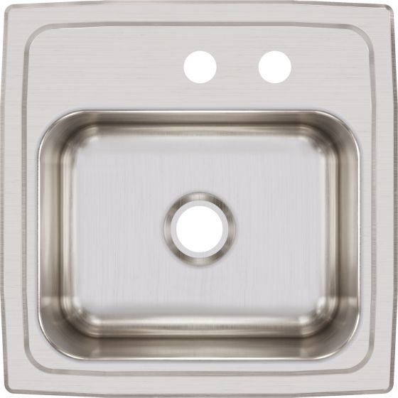 Elkay Lustertone® Lustrous Satin 15" MR2-Hole Single Bowl Drop-in Bar Sink with 2" Drain-1