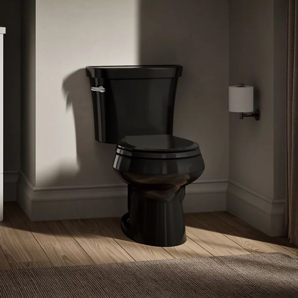 KOHLER® Wellworth® Black 2-Piece 29" Round-Front Toilet, 1.28 Gpf with Tank Cover Lock-2