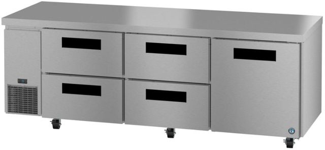 Hoshizaki Steelheart® 93" 30.17 Cu. Ft. Stainless Steel Three Section Undercounter Side Mount Refrigerator with 4-Drawer/Door Combo-3
