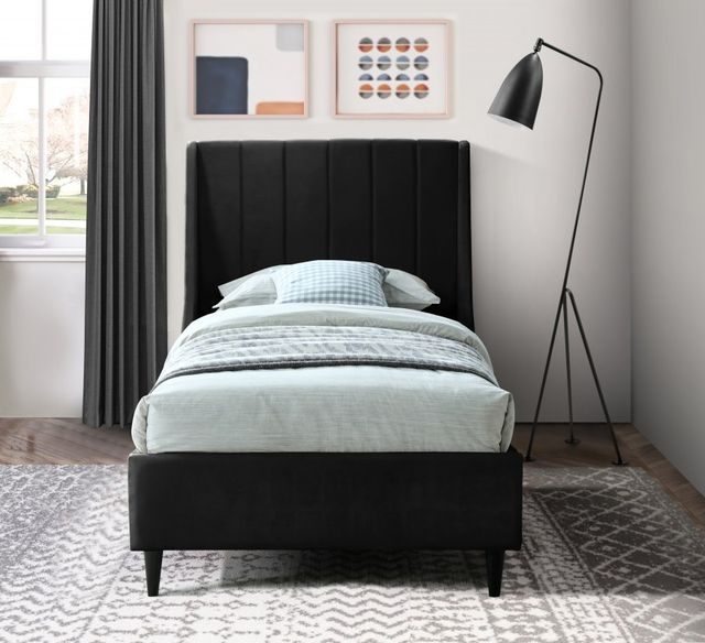 Meridian Furniture Eva Black Velvet Twin Bed-2