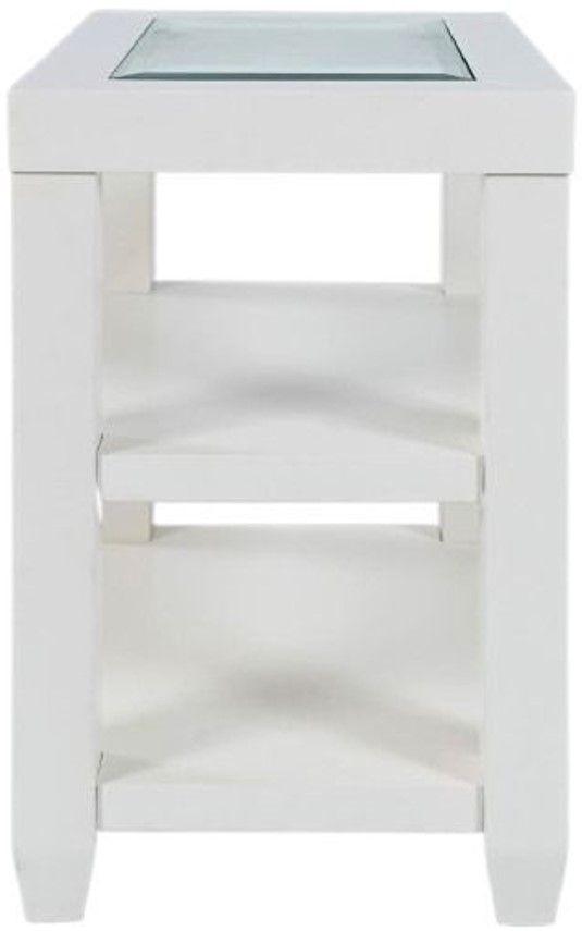 Jofran Inc. Urban Icon Glass Top Chairside Table with White Base-2