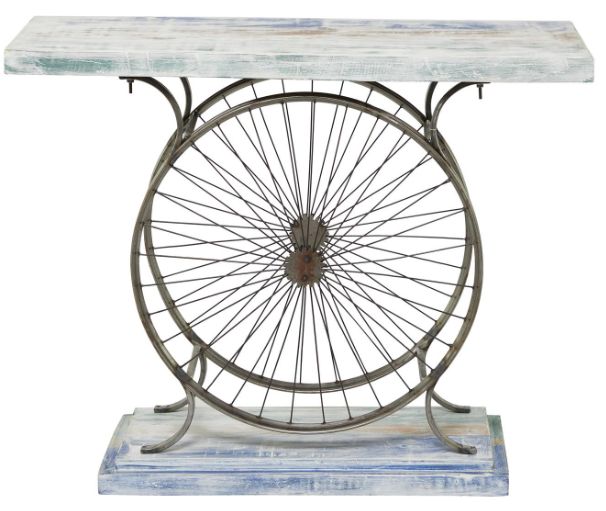 Deco Marche Blue/White Console Table with Black Base-1