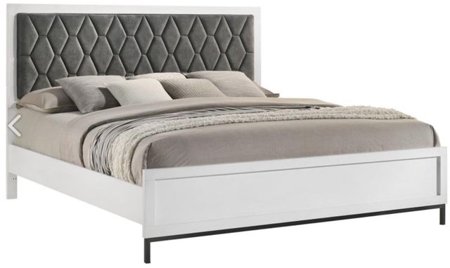 Coaster® Sonora White California King Upholstered Panel Bed-0
