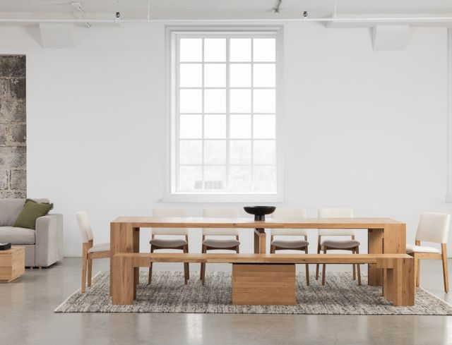 Transformer Table Transformer Scandinavian Oak Extendable Dining Bench-3