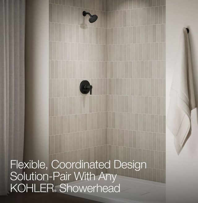 KOHLER® Pitch® Rite-Temp® Matte Black Shower Trim Kit with Push-Button Diverter, Less Showerhead-4