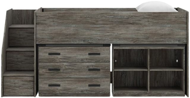 Signature Design by Ashley® Frandern Gray Twin Loft Bed with Bookcase and Drawer Storage-1