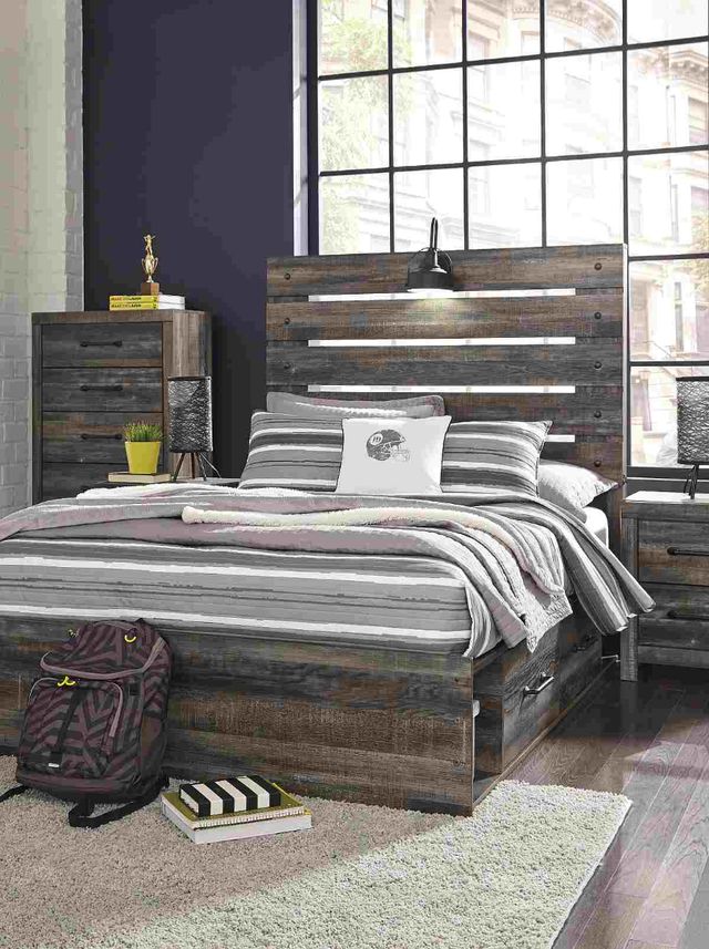 Signature Design by Ashley® Drystan Brown Youth Full 4-Drawer Storage Panel Bed-3