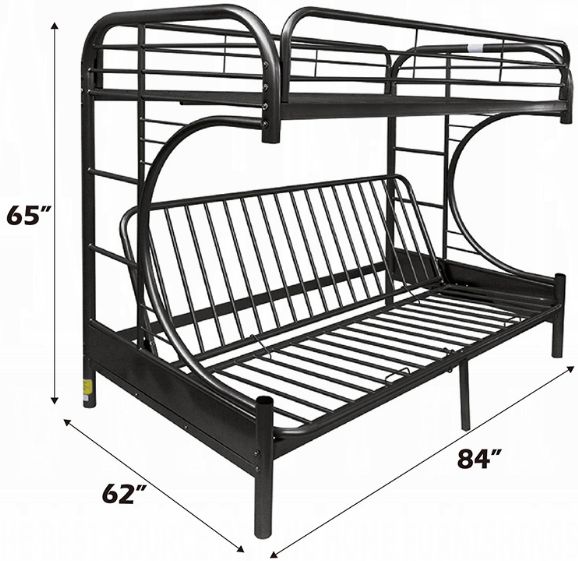 ACME Furniture Eclipse Black Twin XL Over Queen Futon Youth Bunk Bed-2