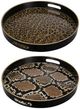 A & B Home Quinn 2-Piece Black/Brown Safari Pattern Round Tray Set-0