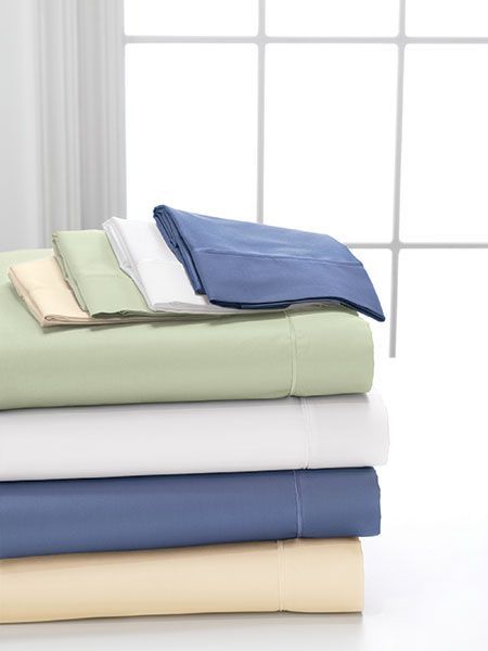 DreamFit® DreamComfort™ Long Staple Cotton Blue Split Queen Sheet Set-1