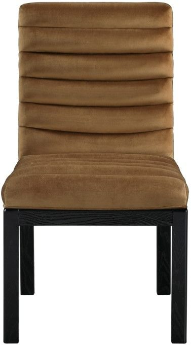 Meridian Furniture Evelyn Saddle/Black Velvet Upholstered Side Chair-1