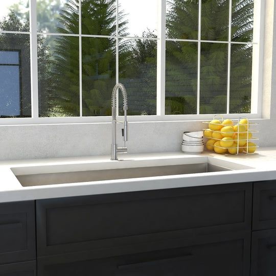 ZLINE Meribel 36" Stainless Steel Undermount Single Bowl Kitchen Sink with Bottom Grid-4