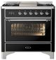 Ilve® Majestic III 36" Glossy Black Pro Style Dual Fuel Natural Gas Range with Triple Glass Door and Chrome Trim-0