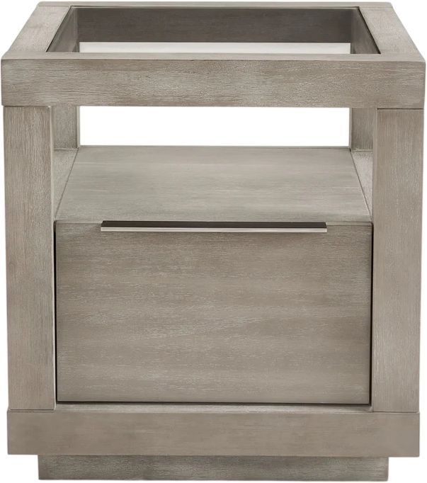 Modus Furniture Oxford Glass Top End Table with Mineral Base-2
