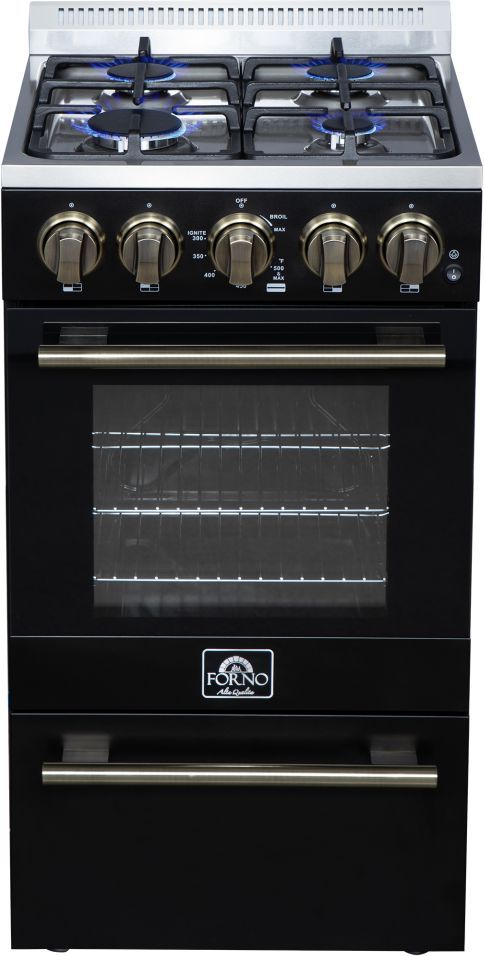 FORNO® Lamazze Alta Qualita 20" Black Freestanding Gas Range-1