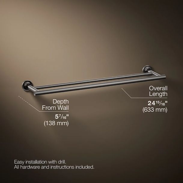KOHLER® Purist® Vibrant Titanium 24" Double Towel Bar-2