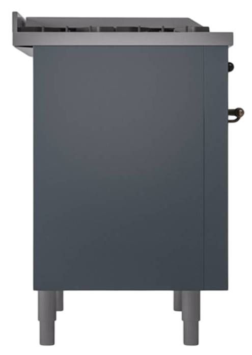 Ilve® Nostalgie II Noblesse 36'' Blue Gray Pro Style Dual Fuel Range with Burnished Trim-2