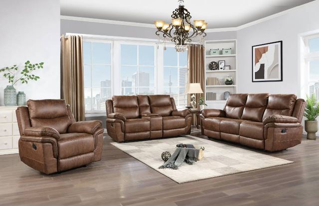 New Classic® Home Furnishings Ryland Brown Manual Dual Reclining Loveseat-1