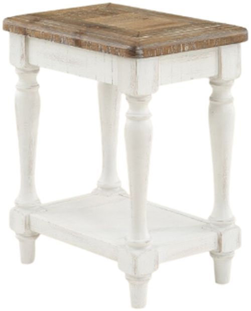 Winners Only® Augusta Rustic Brown Top Chair Side Table with White Base-0