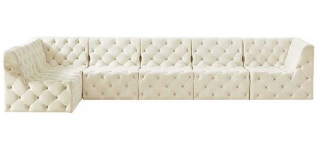 Meridian Furniture Tuft 6-Piece Cream 157" L-Shape Sectional-1