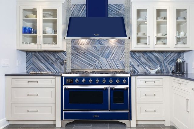 Ilve® Majestic II Series 48" Midnight Blue Wall Mounted Chimney Style Range Hood-3