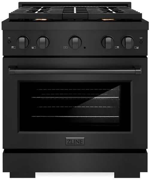 ZLINE 36" Black Stainless Steel Pro Style Gas Range with 6 Brass Burners-0