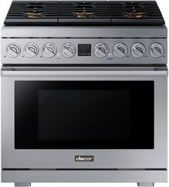 Dacor® 36" Silver Stainless Pro Style Dual Fuel Liquid Propane Gas Range
