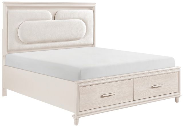 Homelegance® Montrose White Queen Platform Bed with Footboard Storage-0