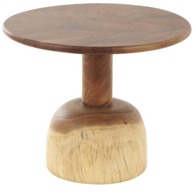 Deco Marche Brown Handmade Coffee Table with Rounded Block Base-1