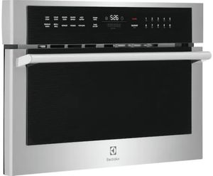 Credit: Electrolux Front view of the Electrolux 1.6 Cu. Ft. Stainless Steel Built In Microwave