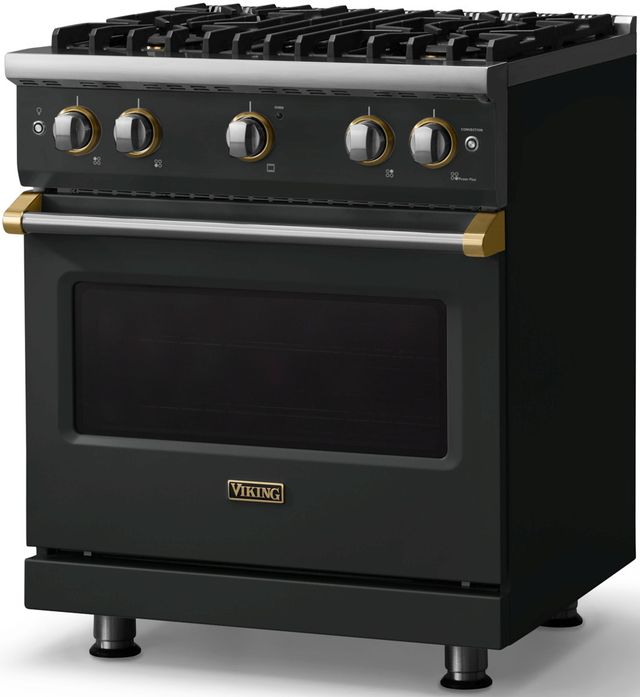 Viking® 5 Series 30" Antique Bronze Pro Style Gas (NG) Range with Brushed Brass Trim-2