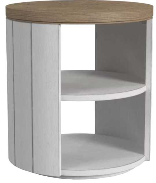 Flexsteel® Melody Gray Parquet Round End Table with Distressed White Base-0