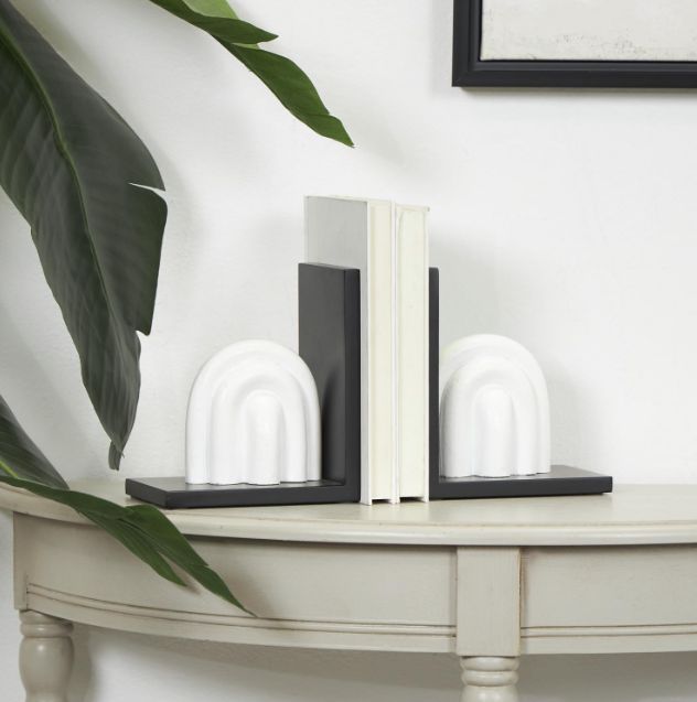 Deco Marche Cosmopolitan 2-Piece White Arched Bookends Set-4