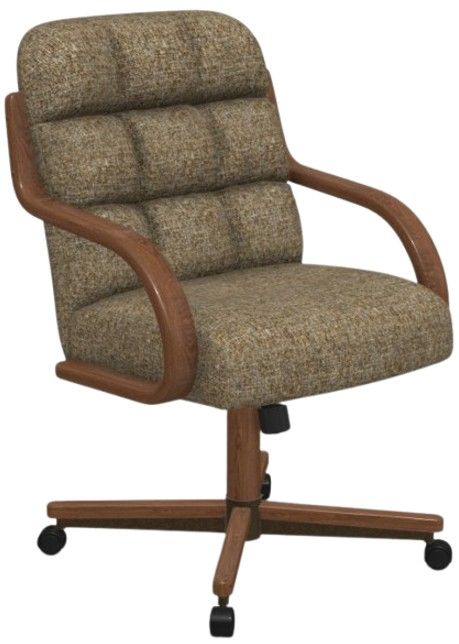 Chromcraft Customizable Ryland Tufted Back Swivel Tilt Caster Casual Dining Chair-3