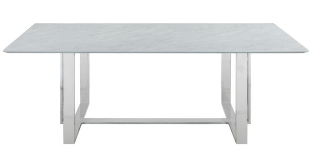 Coaster® Annika White Glass Top Dining Table with Chrome Base-1