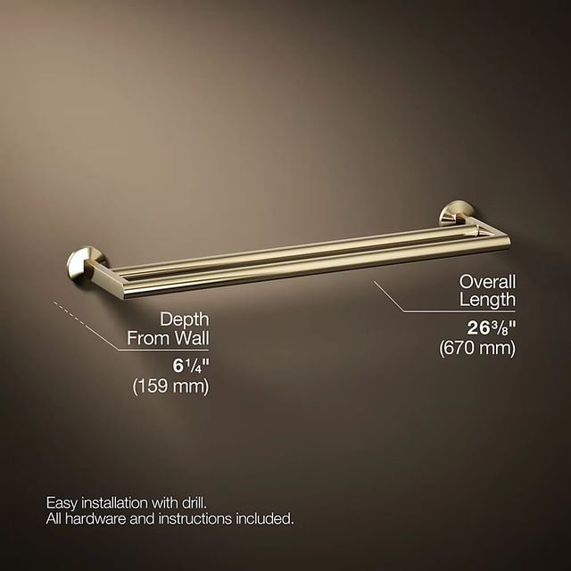 KOHLER® Components® Vibrant French Gold Double Towel Bar-2