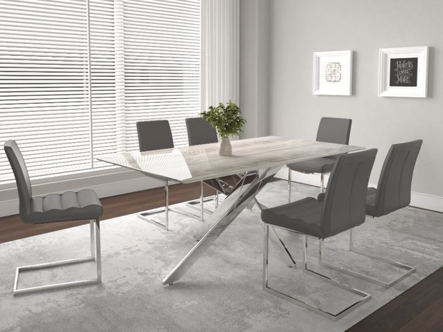 Cramco Aldo Marble Glass Top Dining Table with Chrome Base-1