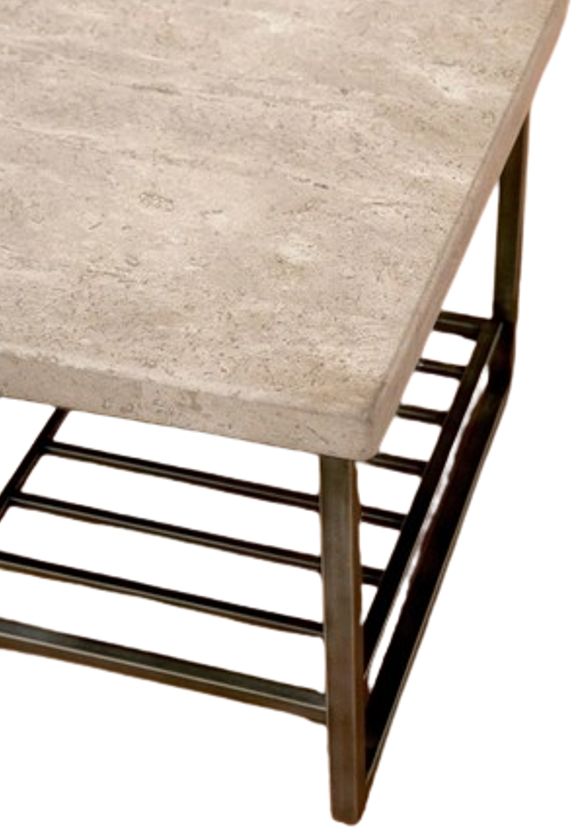 Riverside Furniture Capri Alabaster Travertine Rectangular Coffee Table with Black Base-3