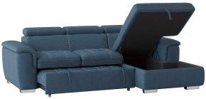 Mazin Furniture Ferriday 2-Piece Blue Right-Arm Facing Pullout Sleeper Sectional and Chaise with Hidden Storage-3